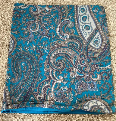 Funda de Almohada Crate & Barrel Ria Azul King Sham 20”x36” Cremallera Oculta Paisley Foto 1 de 4
