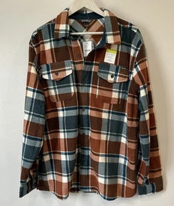 Eddie Bauer *Neu mit Etikett* Microfleece Langarm Knopfleiste braun kariert Herren Gr. XL - Bild 1 von 13