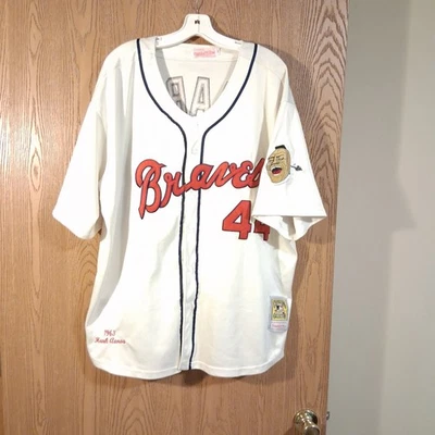 Camiseta Hank Aaron #44 1963 Atlanta Braves Mitchell & Ness Cooperstown talla 56 usada en excelente estado Foto 1 de 4