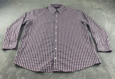 Nautica Men’s Button Up Shirt 2XL Burgundy White Check Long Sleeves C39 - Image 1 of 4