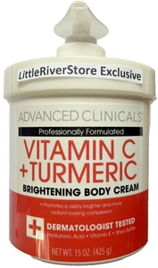 15 oz! ADVANCED CLINICALS VITAMIN C + TURMERIC Brightening FACE BODY & CREAM - Picture 1 of 7