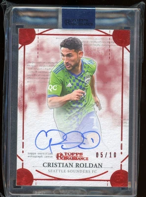 2022 Topps MLS Renaissance Cristian Roldan On Card Auto RUBY  #5/10  SOUNDERS - Image 1 of 2