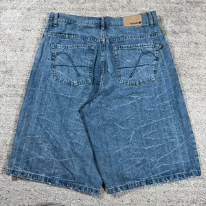 Pantalones Cortos Grunge Emo Sueltos Pierna Ancha Años 2000’s Cosidos Patinador Azul Denim - Imagen 1 de 7