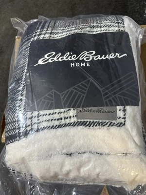 Eddie Bauer Throw Blanket Fair Isle Reversible Sherpa Grey Rustic Cabin Sealed - Image 1 of 2