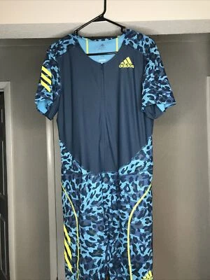 男式 ADIDAS Adizero HEAT.RDY 短袖 Sprint 轨道套装蓝色 XL $220 — 第 1/4 张图片
