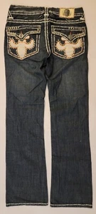 Neu ohne Etikett Laguna Beach Jeans Damen Gr. 31 hergestellt in den USA Y2K Vintage Baggy Totenkopf 42526 - Bild 1 von 19