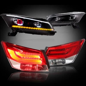 VLAND LED Headlights W/Demon Eye+RED LED Tail Lights For 2008-2012 Honda Accord - Picture 1 of 18