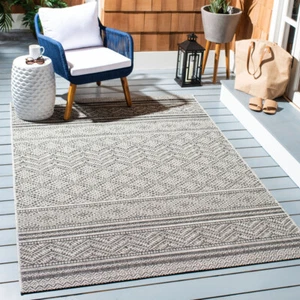 SAFAVIEH Outdoor CY8168-37621 Courtyard Black / Grey Rug - Picture 1 of 27