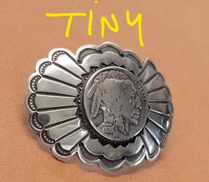 VTG BUFFALO NICKEL NATIVE AMERICAN BELT BUCKLE - STERLING SILVER LOS PLATEROS - Picture 1 of 7