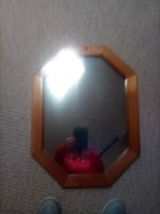 27" X 20" WOOD FRAMED OCTAGONAL MIRROR FREE SHIPPING - Picture 1 of 3