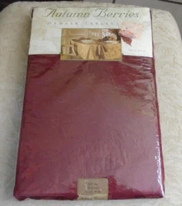 Tischdecke RUND Brownstone Gallery Herbst Beeren Burgund Damast Neu - Bild 1 von 4