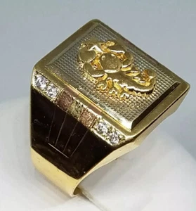 Sale GOLd 14K Mens Ring scorpion solid Luck gift him size 10 ask 8 9 11 12 - Picture 1 of 12
