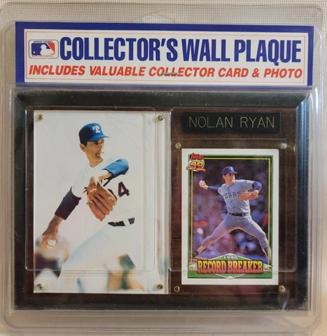 Nolan Ryan MLB Wall Plaque Texas Rangers Collector Card and Photo ~ 8" x 6" Cover