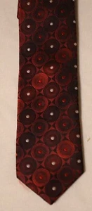 14 1/2" Adjustable Pre-tied Van Heusen Necktie Maroon Geometric Circles Youth - Picture 1 of 4