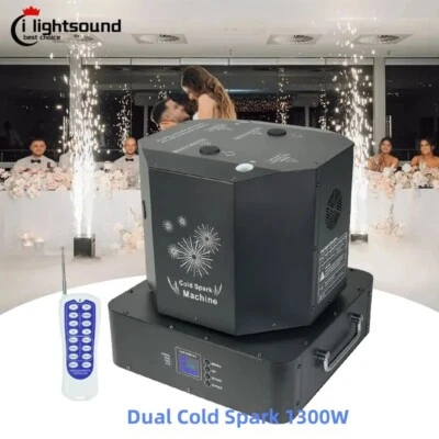 1300W Spin Cold Spark Machine Dual Fireworks Fountain DMX Sparkler Machine - Image 1 of 4