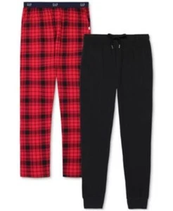 GAP Men's 2-Pack Straight-Leg Red Plaid Black Pajama Pants Size XL - Picture 1 of 13