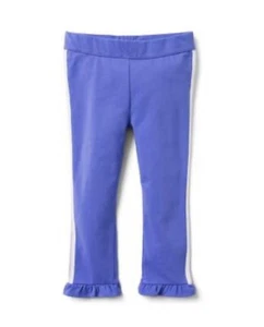 Janie and Jack Girls Purple Leggings Pants size 7 Ruffle Hem Side Stripe - Picture 1 of 11