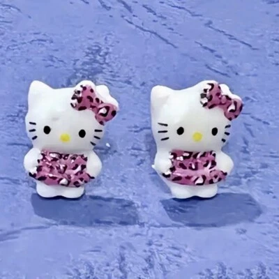 Aretes con estampado de leopardo, anillo de natación Hello Kitty, acero inoxidable, Foto 1 de 3