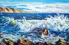 Seascape canvas painting Ocean wave Coastal art Nautical beach house decor