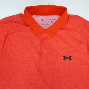 Under Armour ISO Chill Golf Polo Shirt Mens Large Speckled Orange Stretch Casual - Picture 1 of 8