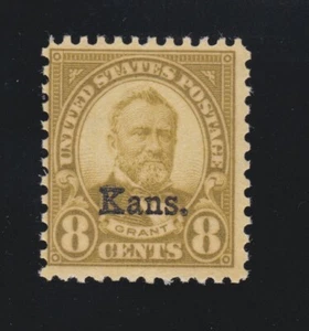 US 666 8c Kansas Overprint Mint Fine OG NH SCV $145 - Picture 1 of 2