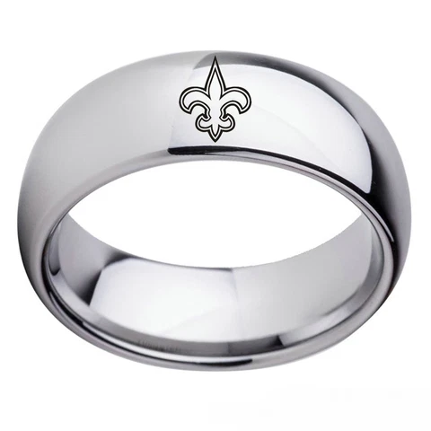 New Orleans Saints Football Team Silver Stainless Steel Mens Band Ring Size 6-13 Cover