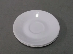 SAUCER CORELLE Livingware WINDWARD WHITE Embossed swirl line border USA - Picture 1 of 4
