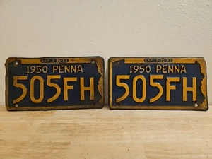 Vintage 1950 Pennsylvania License Plate Set, #505FH - Picture 1 of 2