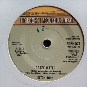 Elton John - Crazy Water - 7” Vinyl Single Rocket Records - Imagen 1 de 2