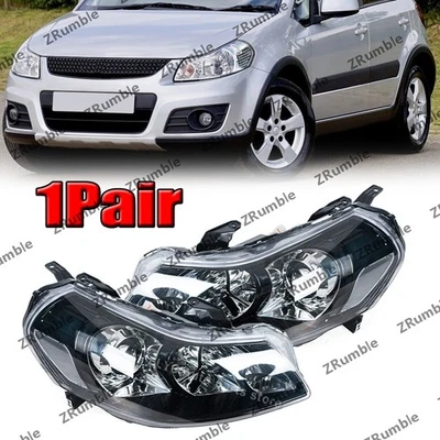 1 par de faros delanteros tipo para Suzuki SX4 2006 2007 2008-2012 faros negros Foto 1 de 4