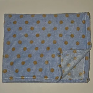 Beansprout Blue Fleece Baby Blanket Brown Polka Dots 30x36 Bean Sprout - Picture 1 of 4