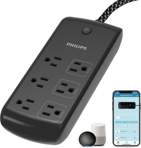 Philips Wi-Fi Power Strip w/ Surge Protection 8ft Cable Works w/ Alexa & Google - Picture 1 of 8