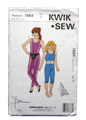 KWIK Sew NEW Sealed Pattern 1864 Girl's Unitard, Trunks & Tube Size 8-10-12-14 - Image 1 of 2
