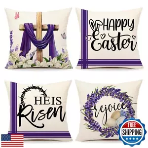 4TH Emotion Easter Throw Pillow Covers 20 x 20 Inch Set of 4, He is Risen Spr - Picture 1 of 5