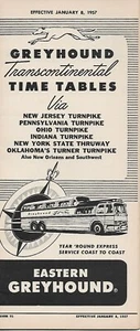 Bus Timetable - Eastern Greyhound - 95 - Transcontinental - 08 January 1957 - Picture 1 of 1