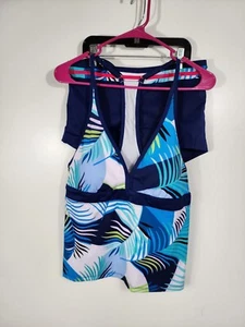 South Point Size Top12L Tankini Set Blue Swimsuit Womens - Picture 1 of 7
