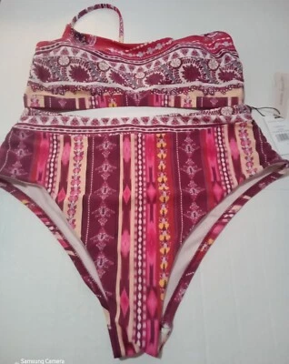 NWT Nanette Lepore Aster Asymmetrical Bikini Set 12 high waist - Image 1 of 4