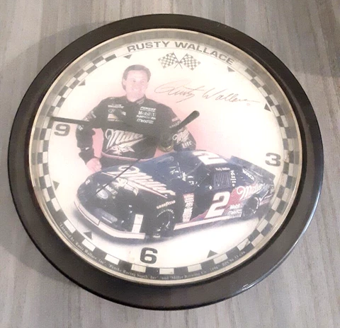 1996 Miller Time Nascar Wall Clock Rusty Wallace 2 Cover