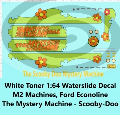White Toner Decal 1:64 M2 Machines Ford Econoline The Mystery Machine Scooby-Doo - Image 1 of 4