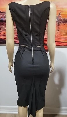 NINA RICCI France RARE Wool SilK Black Raw Edges High Quality 38/US 4-6 Dress #C - Image 1 of 4