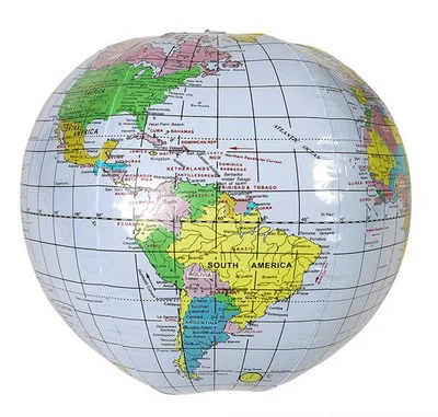 6  INFLATABLE GLOBES 16" BEACH BALL INFLATE MAP TEACH WORLD GEOGRAPHY GLOBE - Image 1 of 2