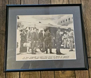 FRAMED WWII 8" X 10" PRESS PHOTO OF GEN KAWABE JAPANESE PEACE ENVOY ON IE SHIMA - Picture 1 of 3