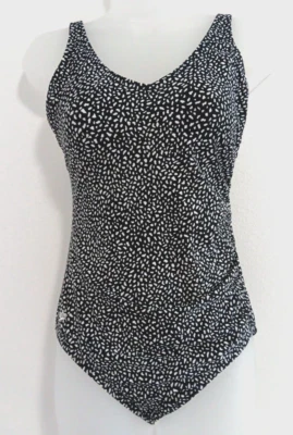 SPEEDO Women one piece Swimsuit Size 8 Black White Classic Lined Beach Travel - Image 1 of 4