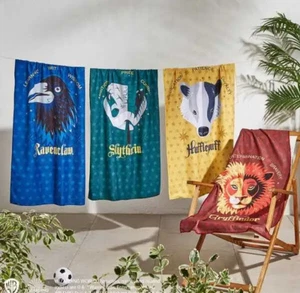 Harry Potter Strandtuch Schwimmen Gym Ravenclaw Slytherin Gryffindor Hufflepuff - Bild 1 von 3