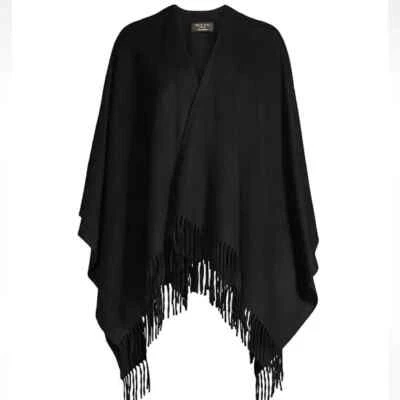 NEW Rag Bone Cashmere Fringe Poncho in Black #S7115 - Image 1 of 4