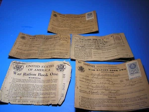 WWII WW2 Lot of War Ration Books with Stamps Books 1 -2-2-2-3 - Picture 1 of 5