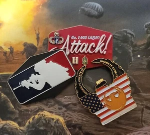 US Army A/1-503rd PIR Attack Co 173rd Airborne Shaped Custom Challenge Coin - Picture 1 of 2
