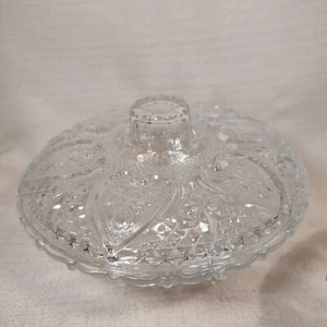 Depression Glass Candy Dish and Lid with Hearts and Rose 2 Available Clear - Picture 1 of 12