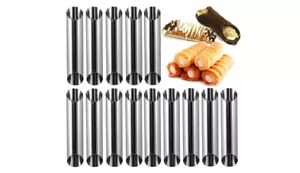 14 Pc Cannoli Tubes Non Stick Stainless Steel Tubular Shaped Rolls Baking Mold - Picture 1 of 8