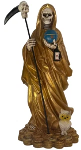 Coin Base Holy Death Grim Reaper Gold Tunic Color 12" Santa Muerte Manto Dorado - Picture 1 of 4